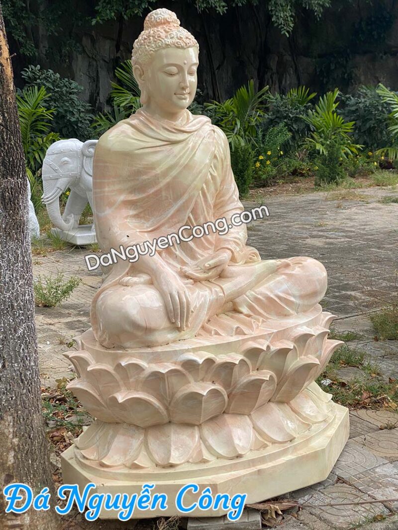 tượng phật thích ca bằng đá vàng carot 1m7