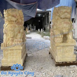 kỳ lân đá tứ linh vàng cam 1m8