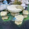 bộ bàn ghế đá tự nhiên sân vườn nguyên khối xanh ngọc